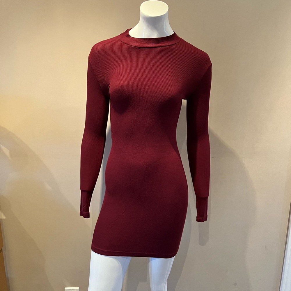 Elegant Burgundy Long Sleeve Dress